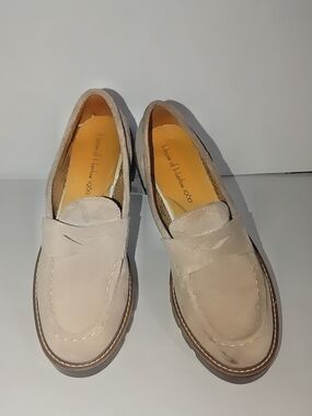 House of Harlow 1960 Beige Suede Penny Loafers